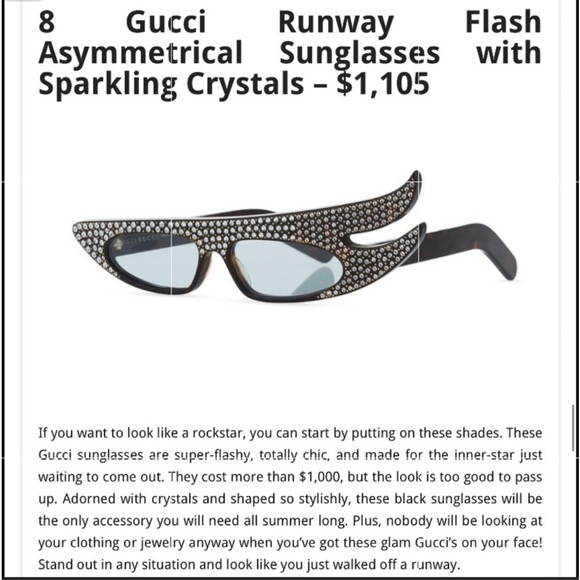 GUCCI 56MM Crystal Embellished Asymmetrical Cat Eye Havana Sunglasses - Picture 15 of 16